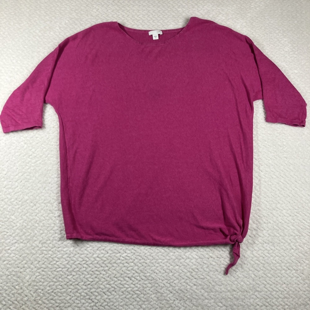 J Jill Long Sleeve Shirt Medium Rayon Linen Pink‎ Front Tie